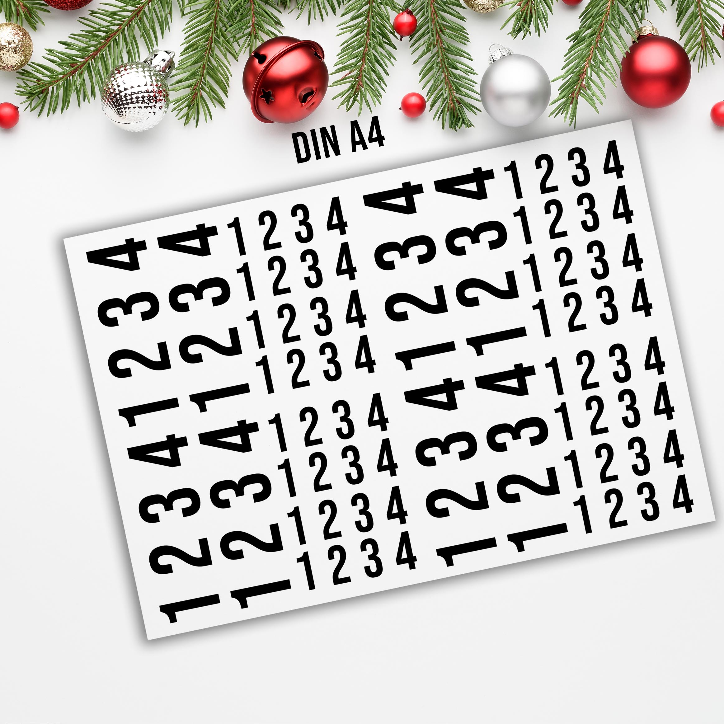 randlose Rub-on Sticker M136 Zahlen für Adventkranz