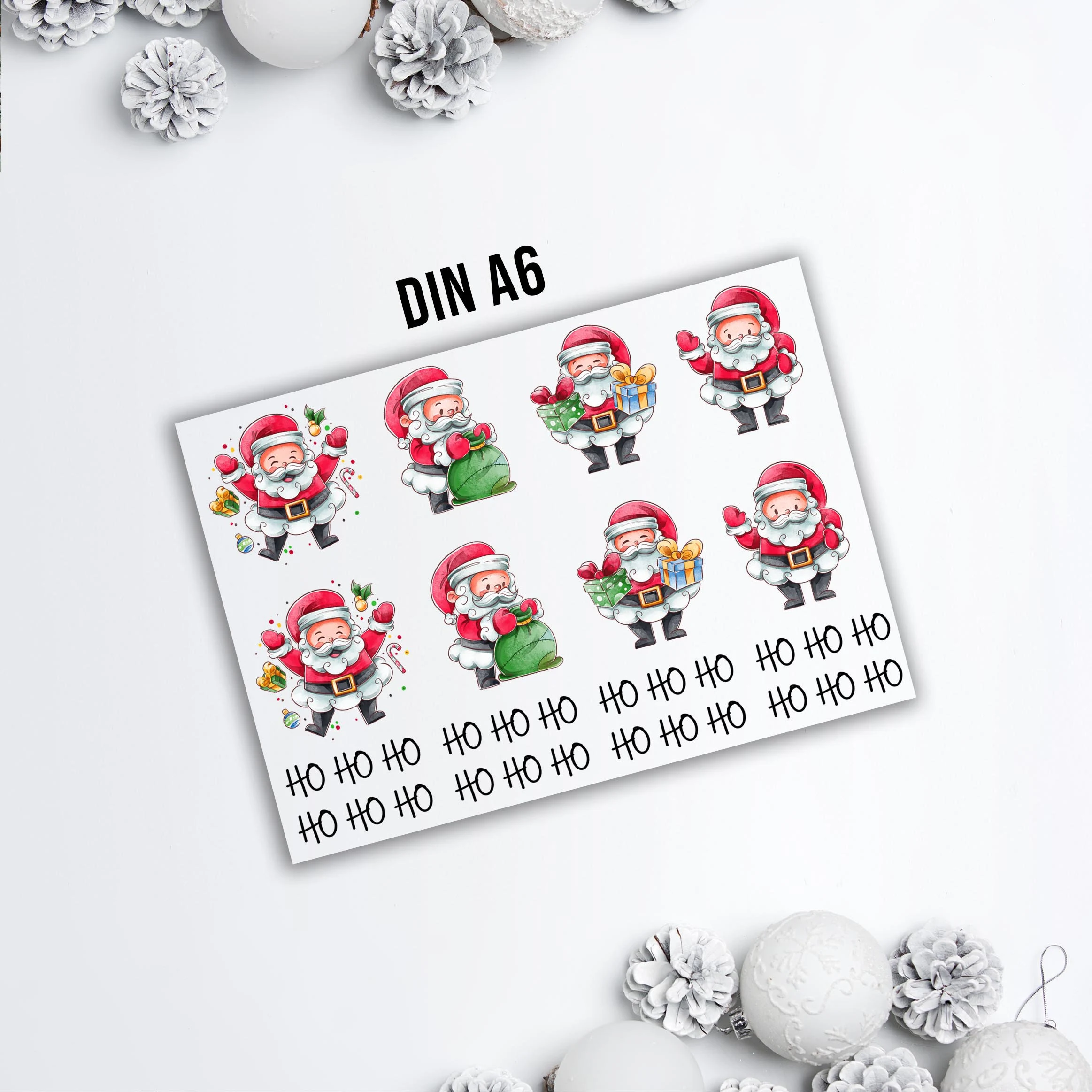 randlose Rub-on Sticker M132 Weihnachtsmänner