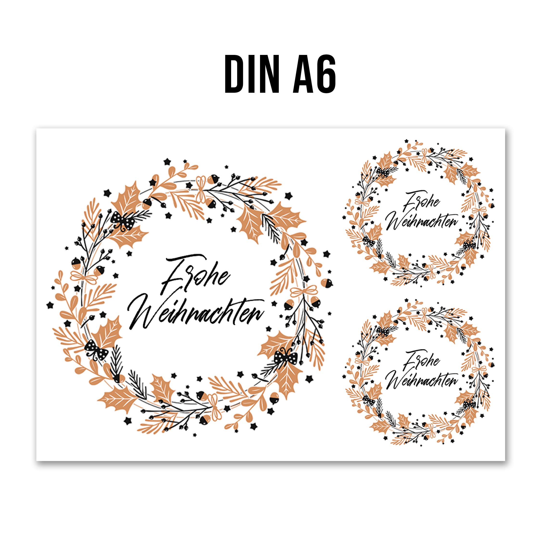 randlose Rub-on Sticker M155 Kranz "frohe Weihnachten"