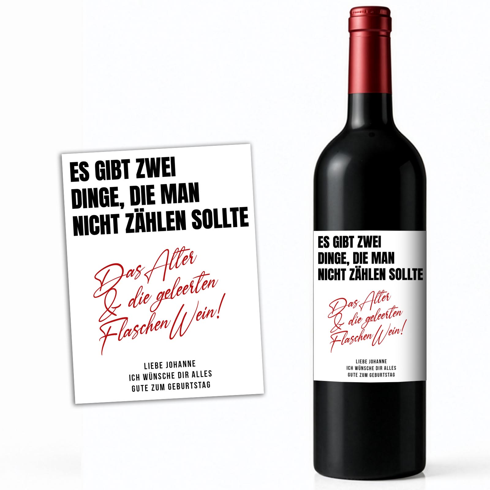 Weinflaschen Aufkleber 8x12 cm – Alter & Wein Spruch