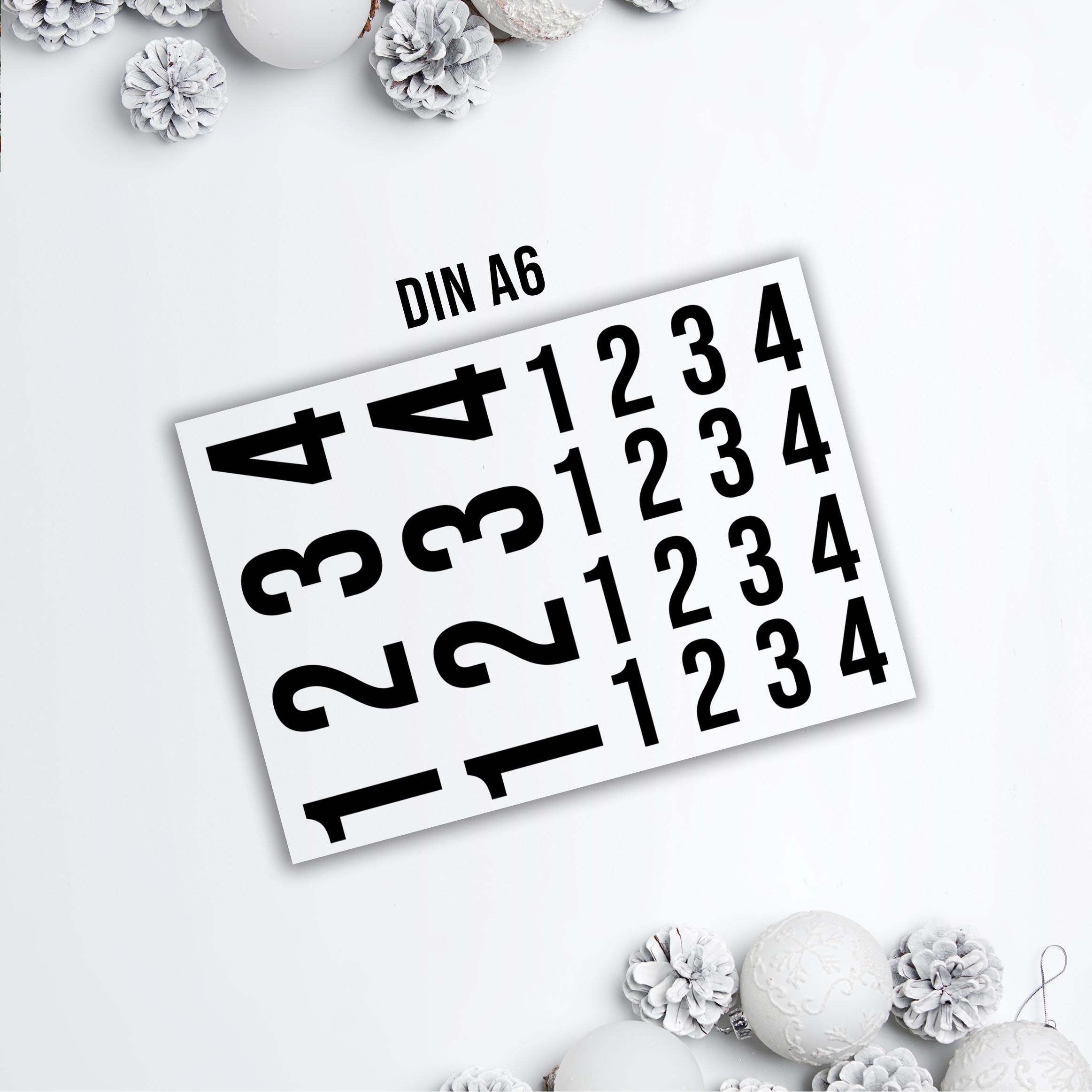 randlose Rub-on Sticker M136 Zahlen für Adventkranz