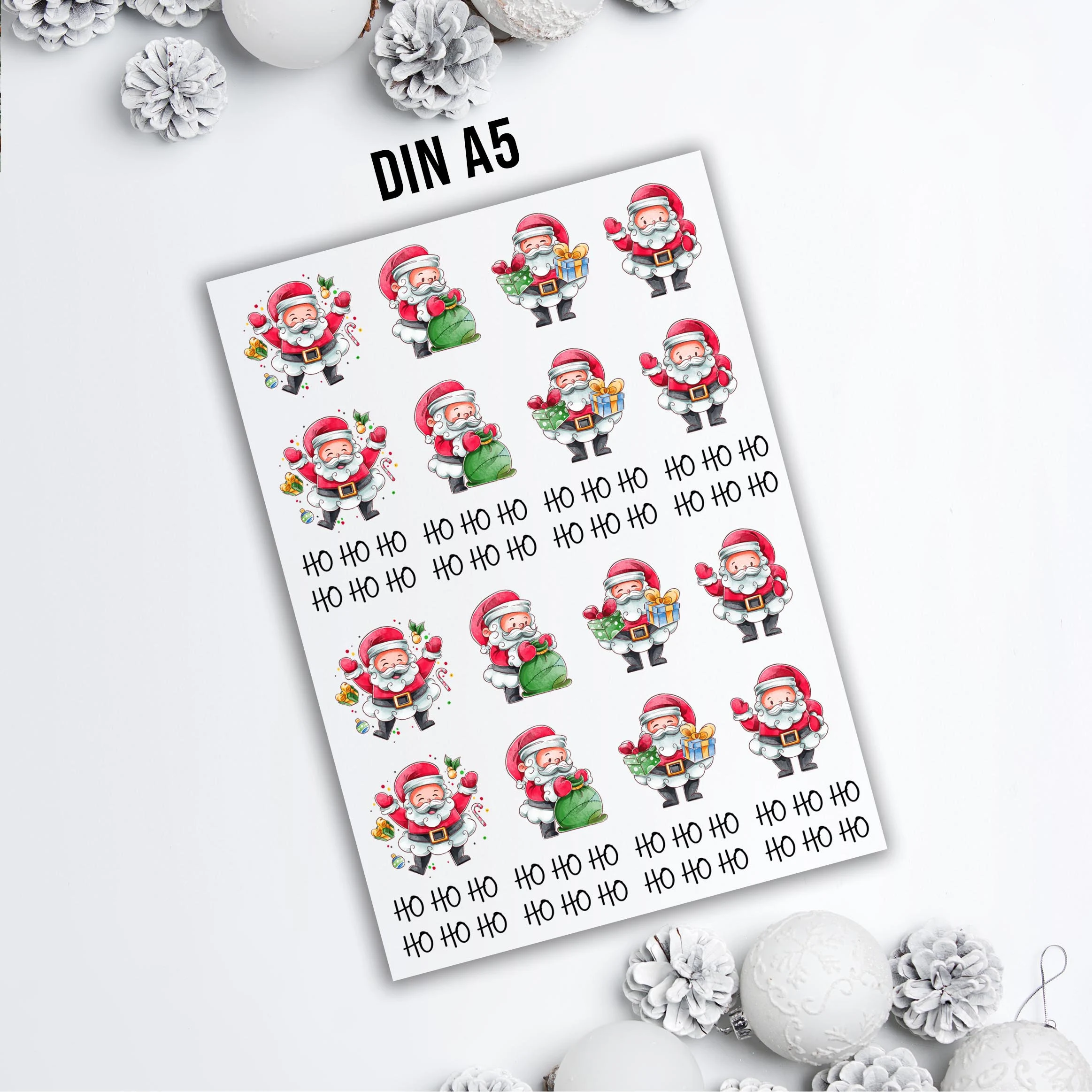 randlose Rub-on Sticker M132 Weihnachtsmänner