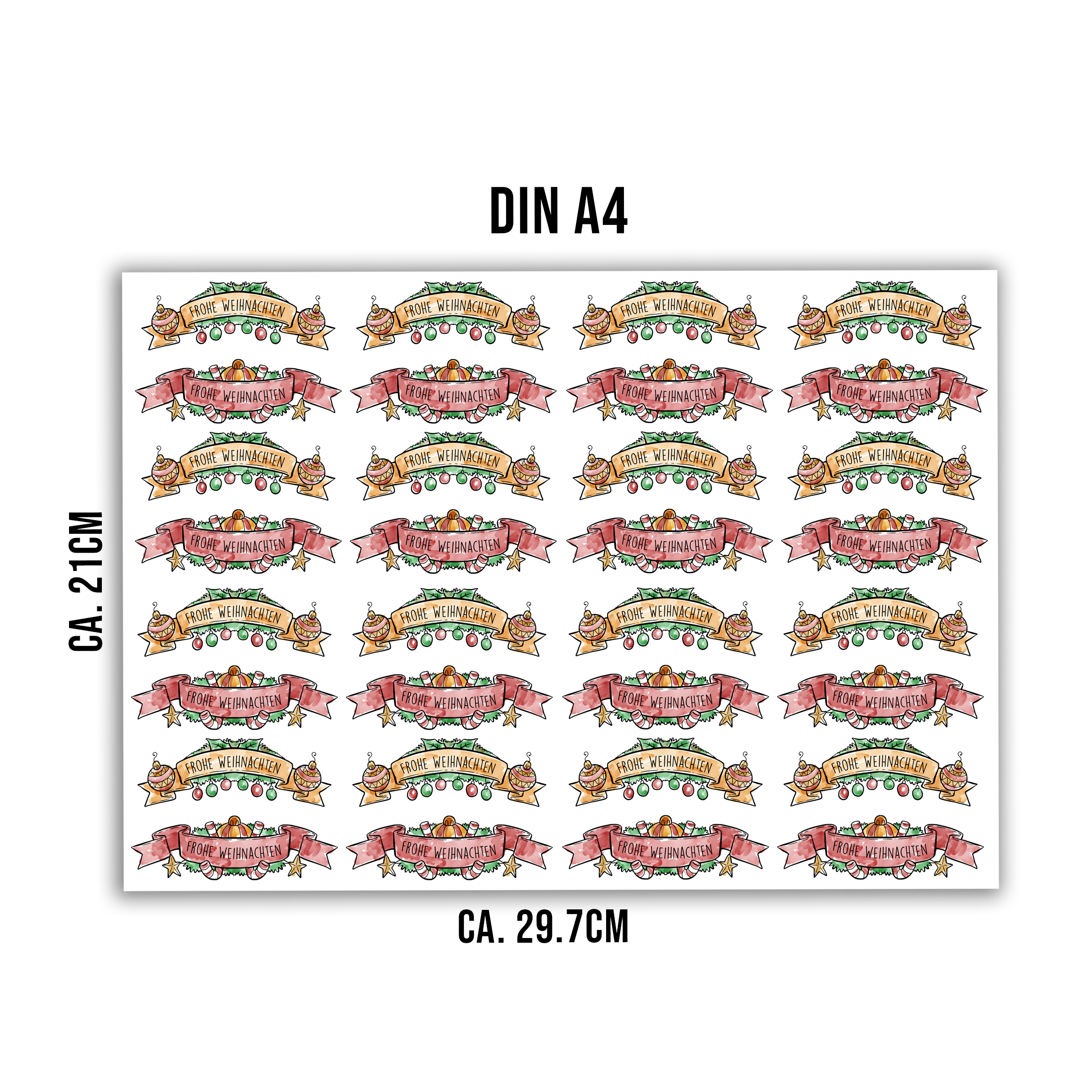 randlose Rub-on Sticker M131 frohe Weihnachten