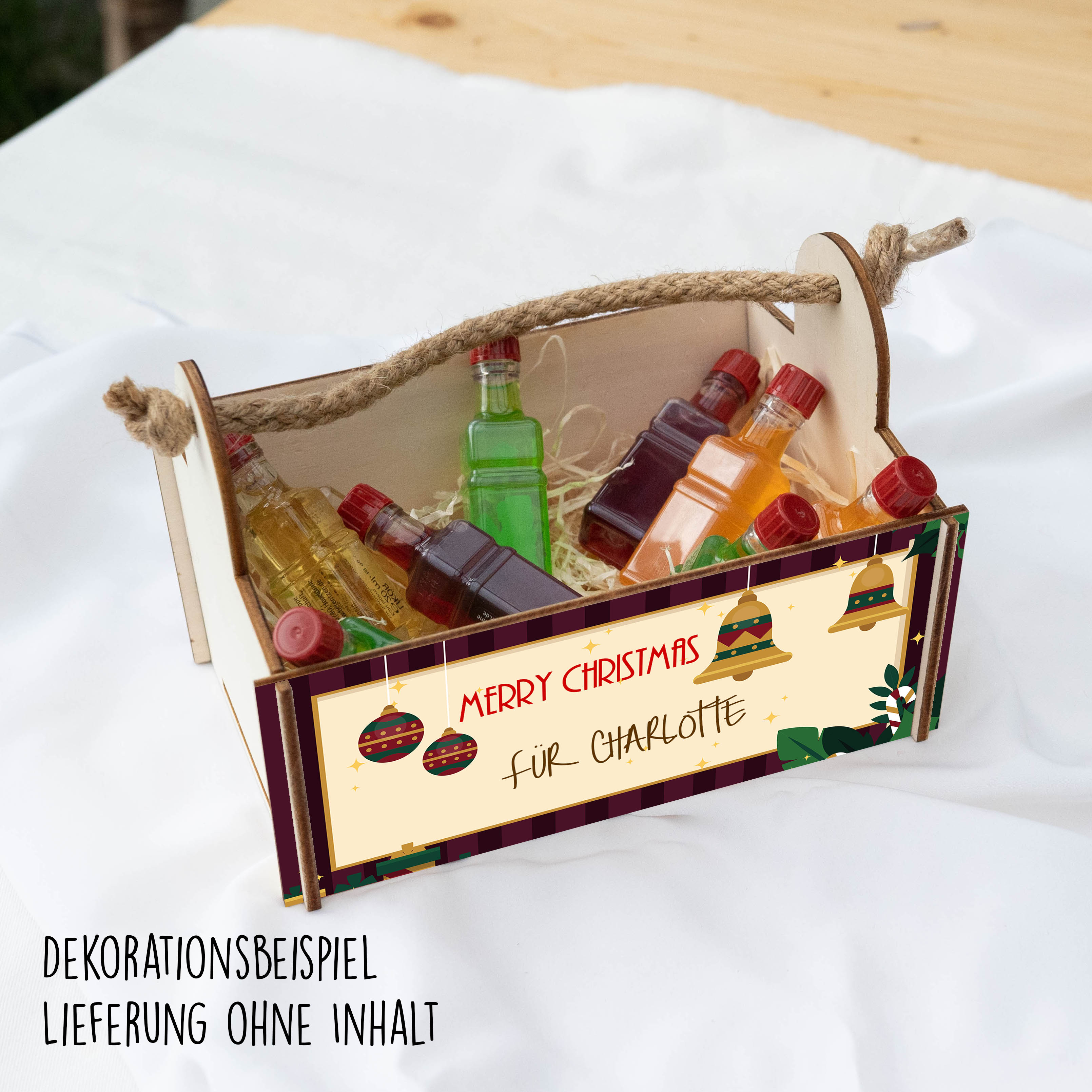 Geschenkkorb mit Holzwolle, Bausatz mit Motiv 24 Weihnachten
