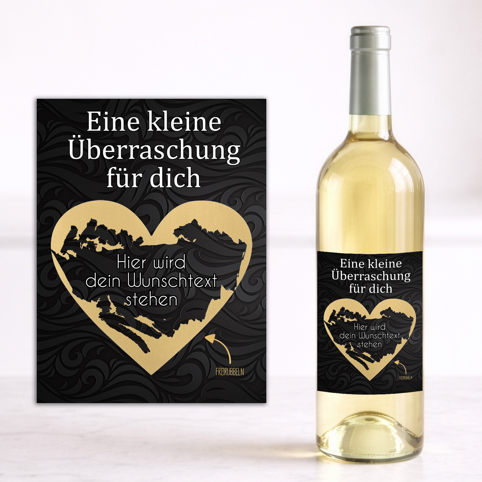 Weinflaschen Aufkleber 8x12 cm – Rubbel-Gutschein - Eine kleine Überraschung für dich