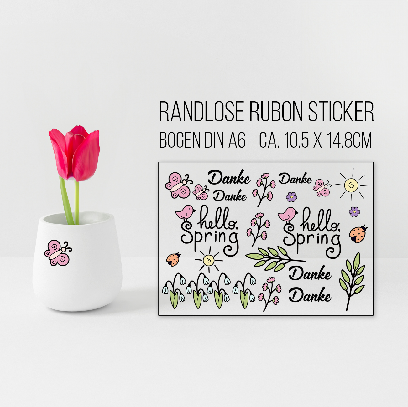 randlose Rub-on Sticker M208 Frühling, Blumen, Spring