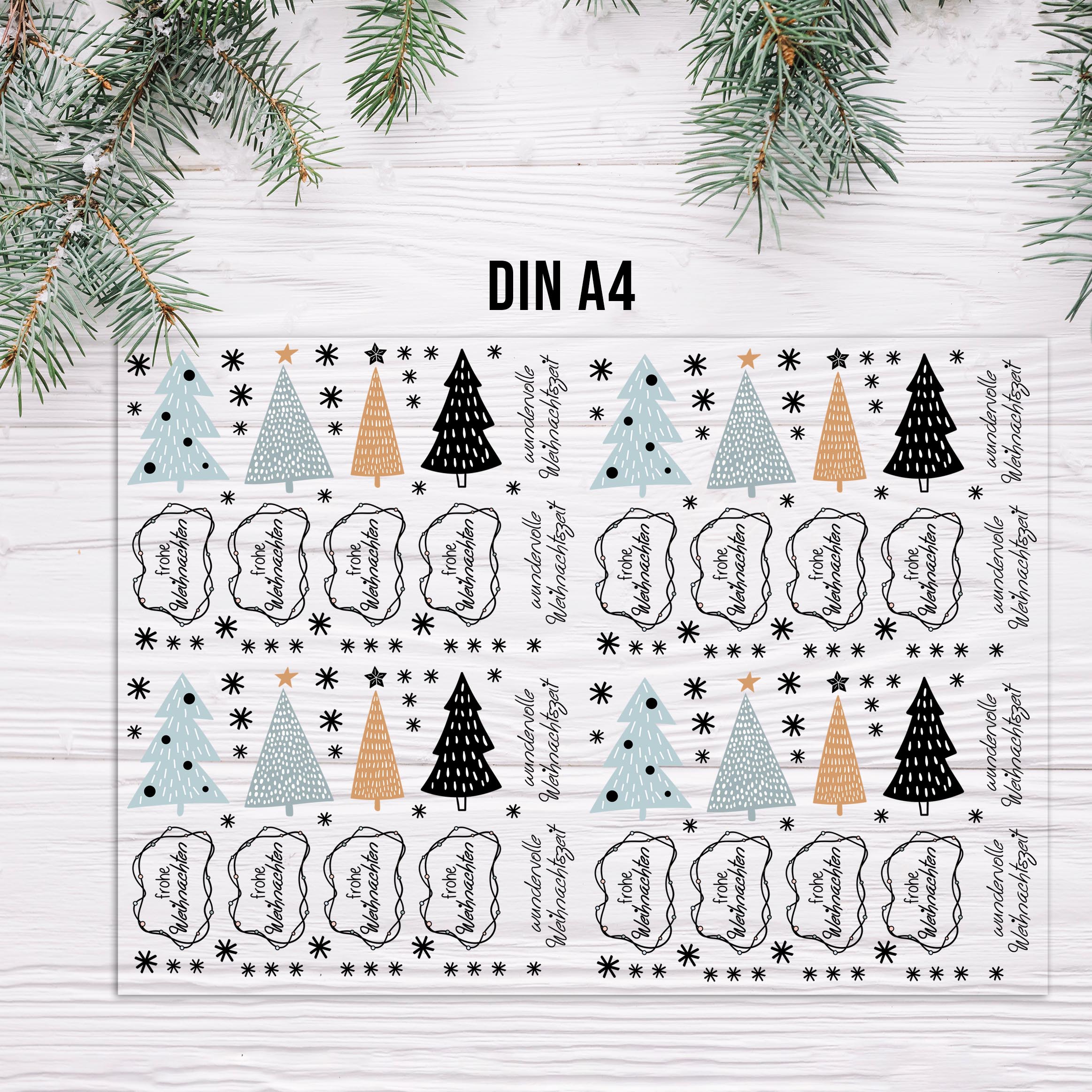 randlose Rub-on Sticker M149 Weihnachtsbäume