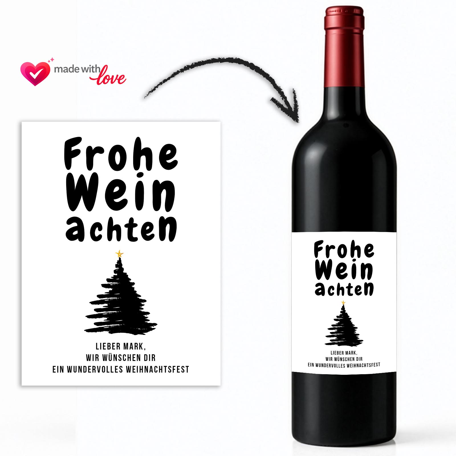 Weinflaschen Aufkleber 8x12 cm – Frohe Weinachten