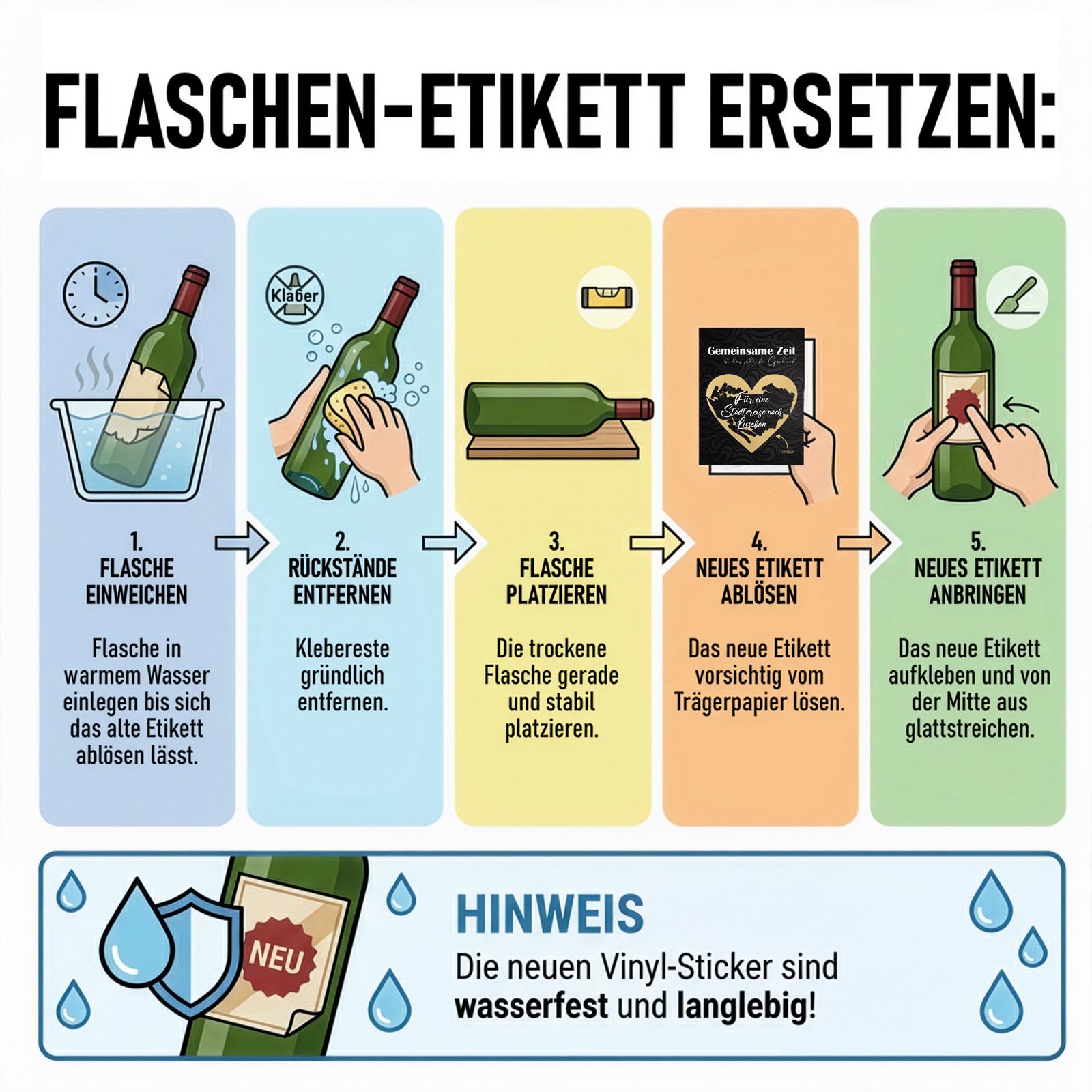 Weinflaschen Aufkleber 8x12 cm – Rubbel-Gutschein - Gemeinsame Zeit ist das schönste Geschenk