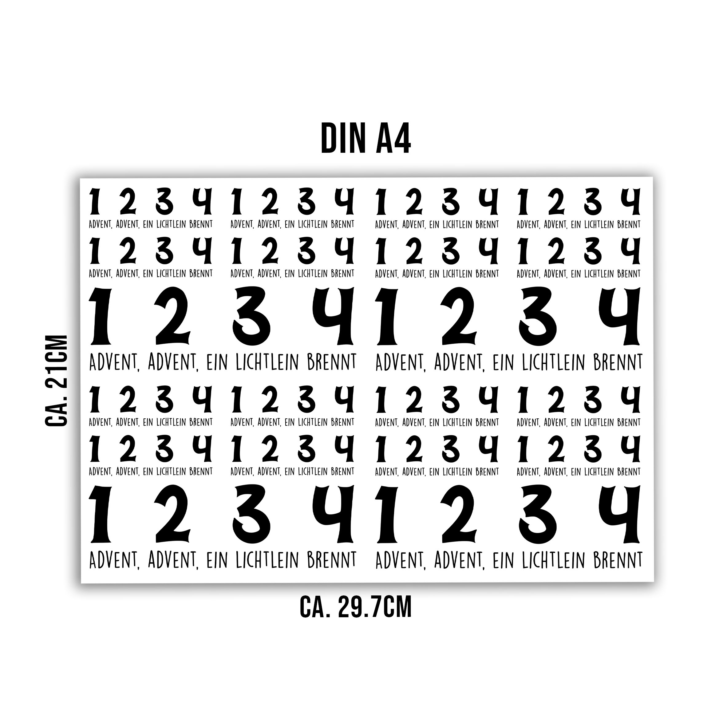 randlose Rub-on Sticker M143 Zahlen für Adventkranz