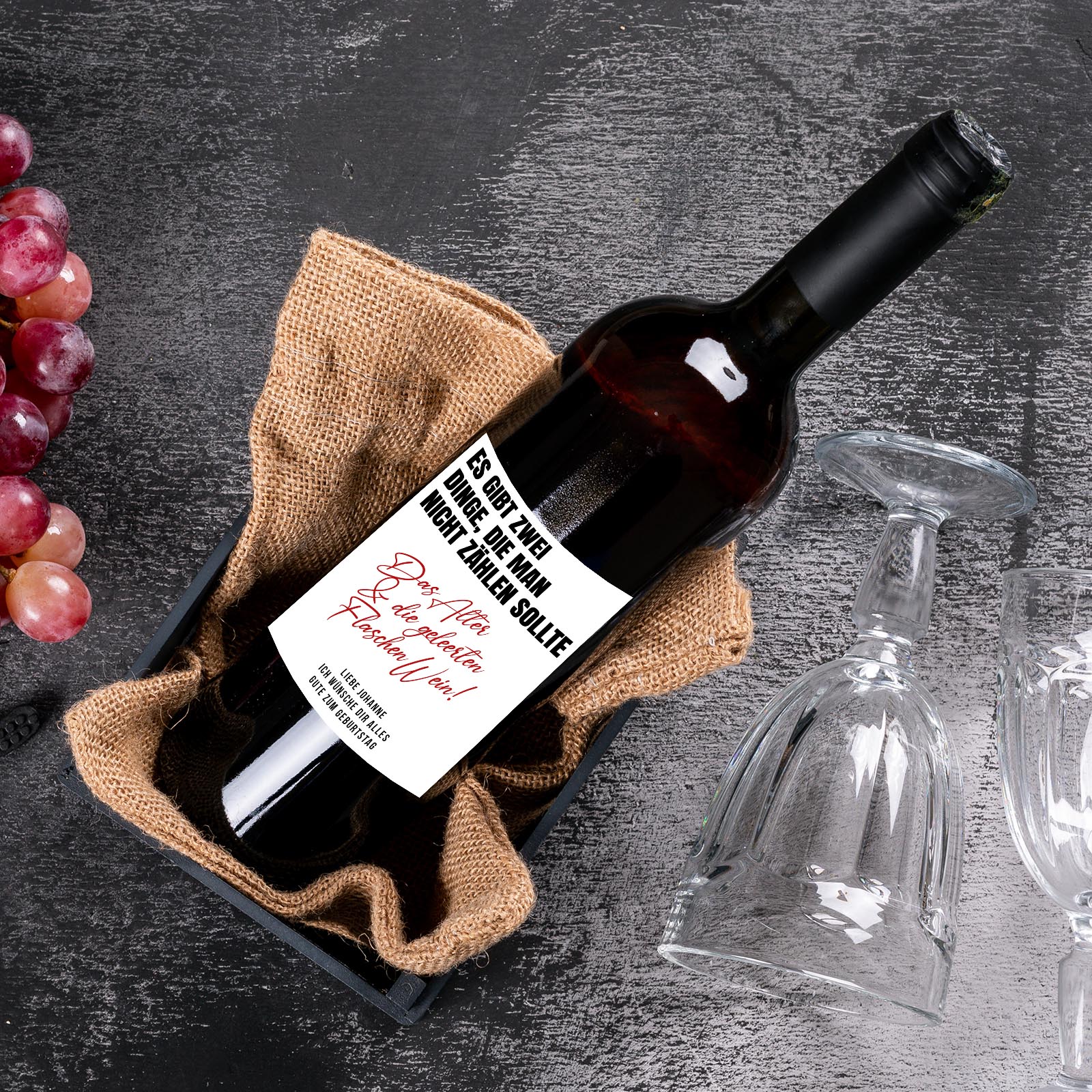 Weinflaschen Aufkleber 8x12 cm – Alter & Wein Spruch