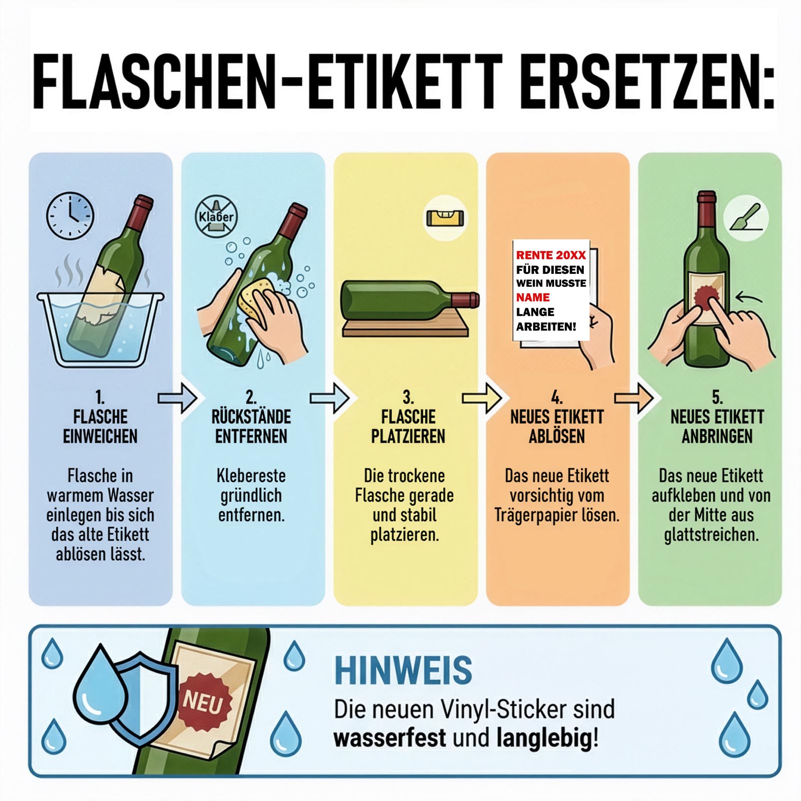 Weinflaschen Aufkleber 8x12 cm – Für diesen Wein musste [Name] lange arbeiten!