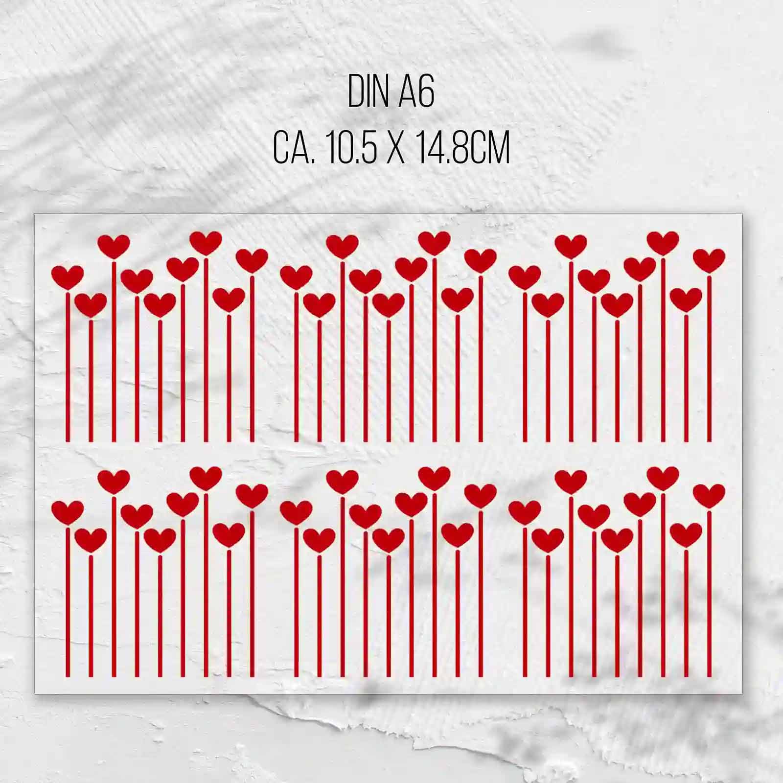 Rub-on Sticker Herzblumen gerade M002