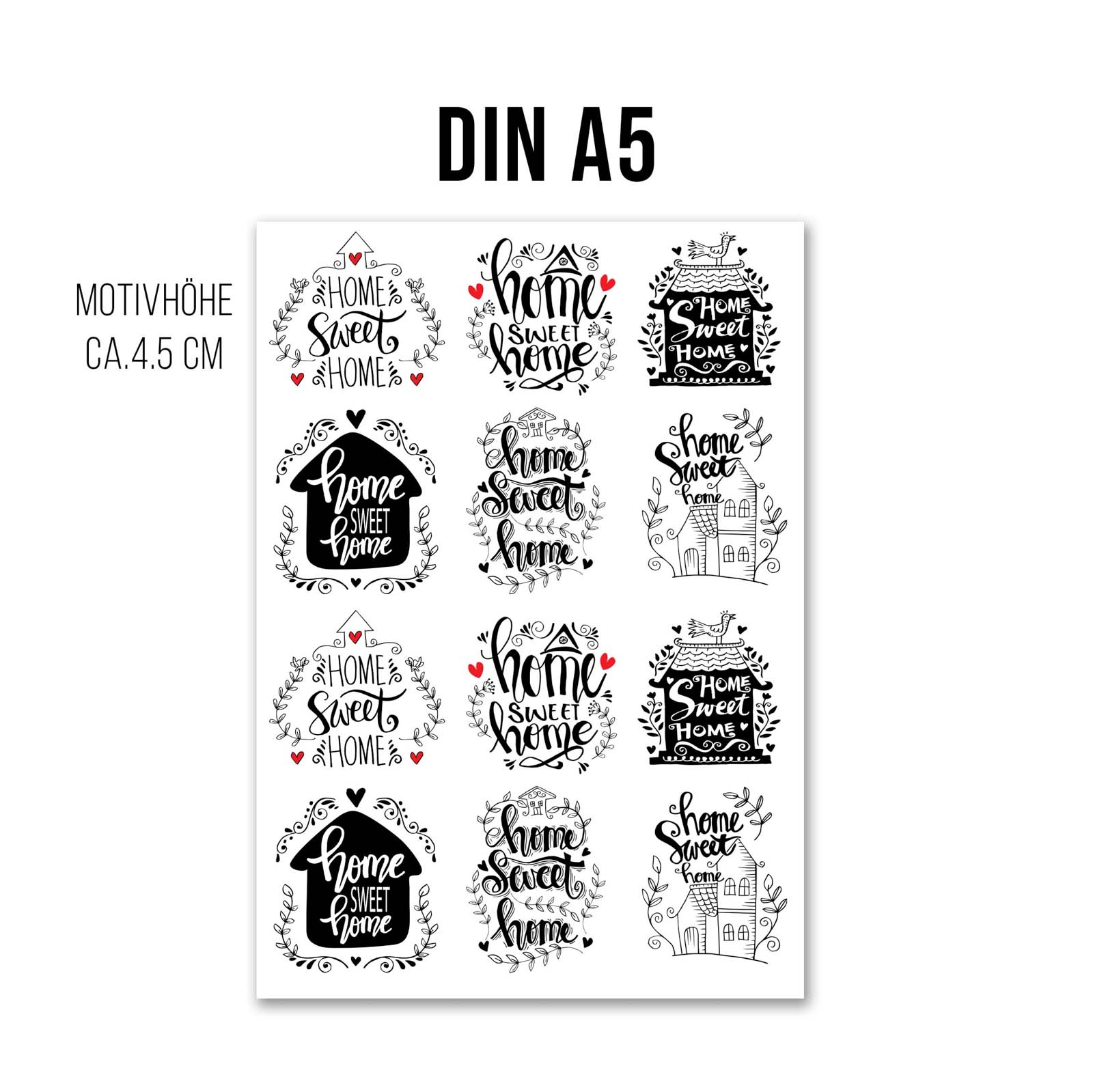 randlose Rub-on Sticker Home sweet Home 01