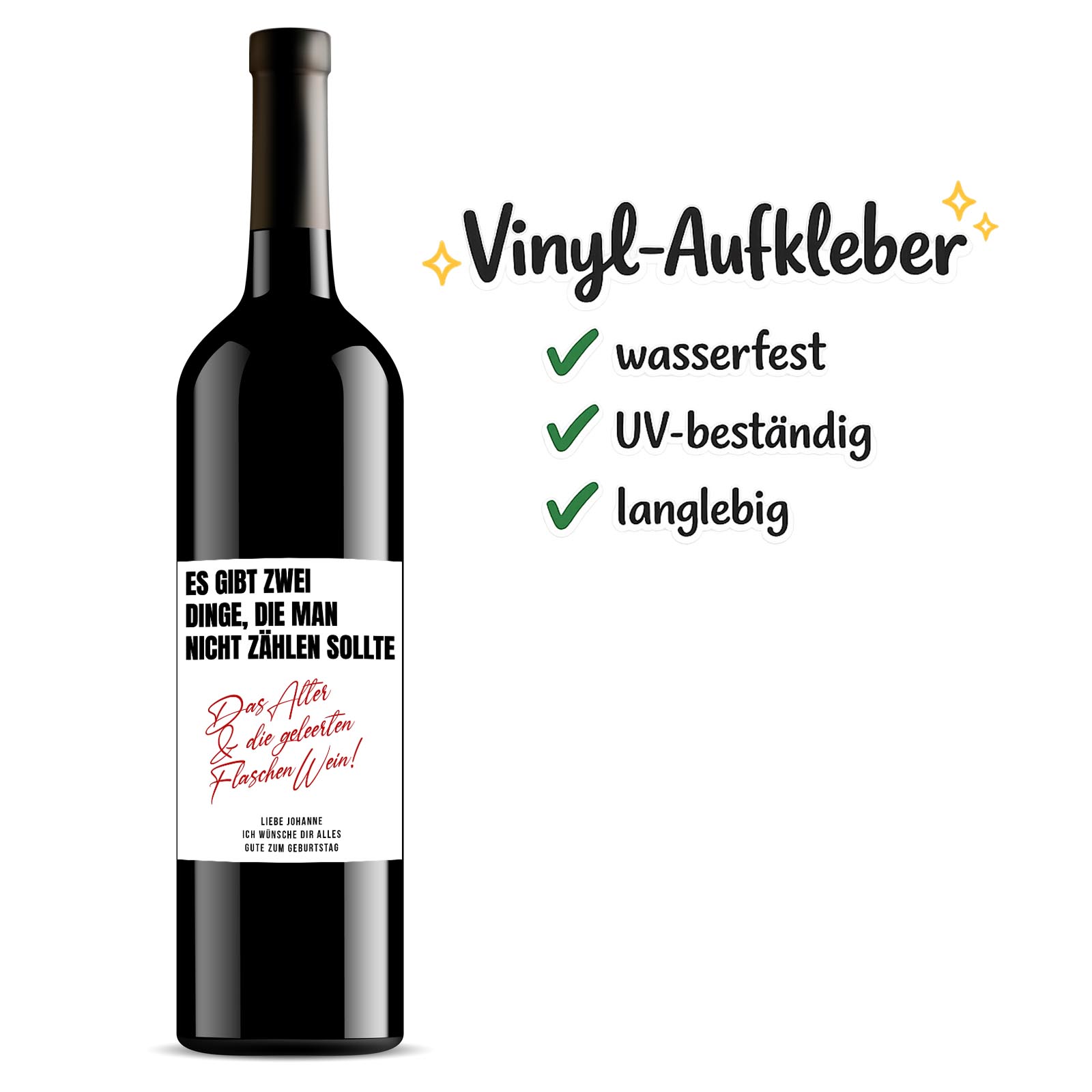 Weinflaschen Aufkleber 8x12 cm – Alter & Wein Spruch