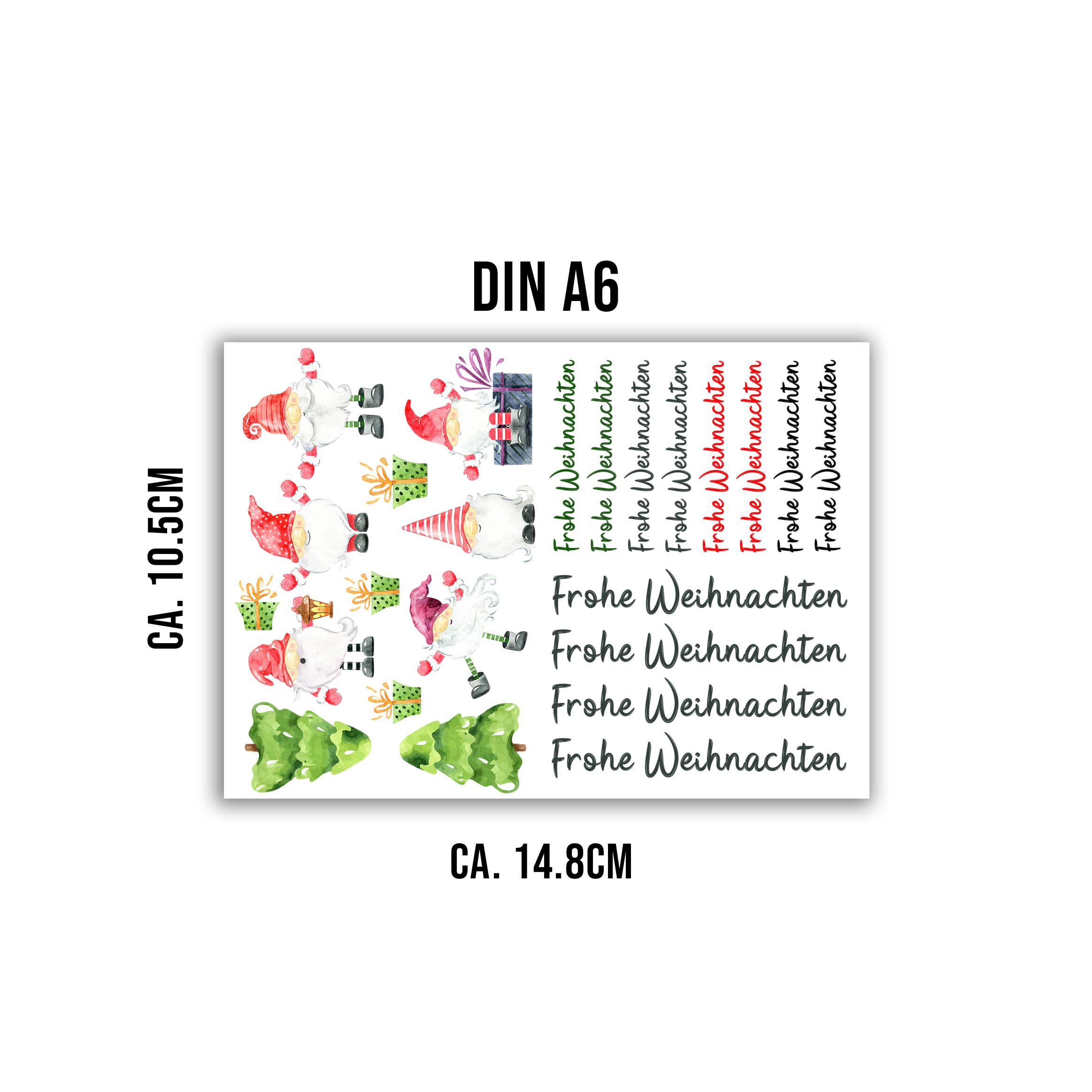 randlose Rub-on Sticker M138 Wichtel Weihnachten 02