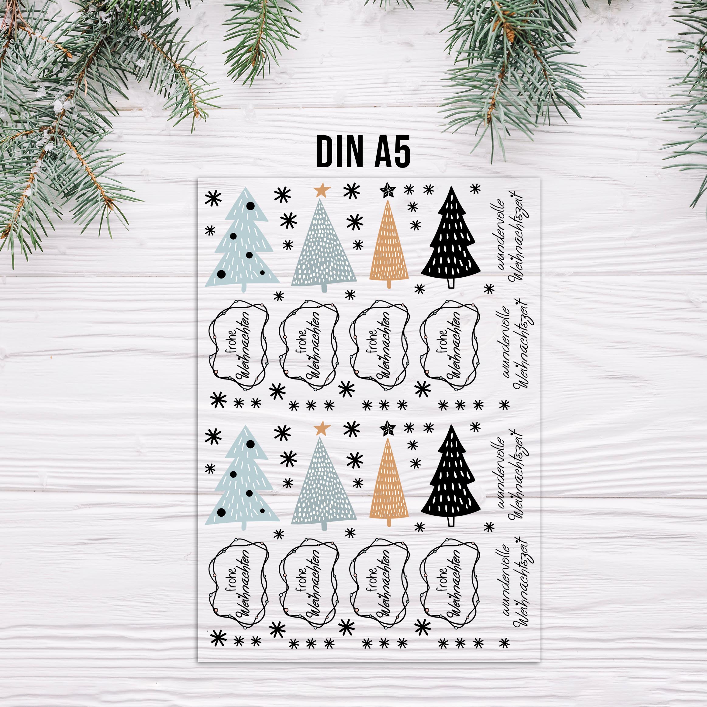 randlose Rub-on Sticker M149 Weihnachtsbäume